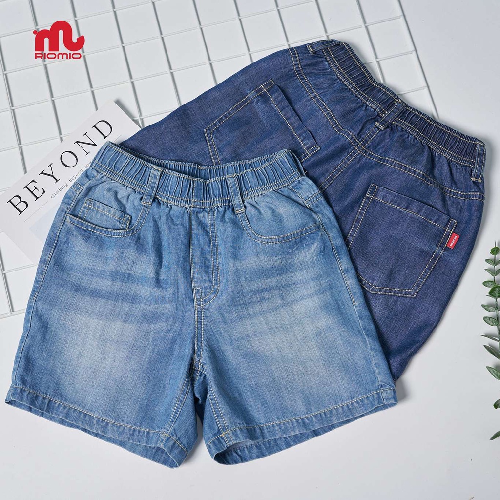 Quần short jean bò bé trai RIOMIO size 15-40kg cạp chun, dáng basic Hàn Quốc, chất jean mềm không phai màu  RM217