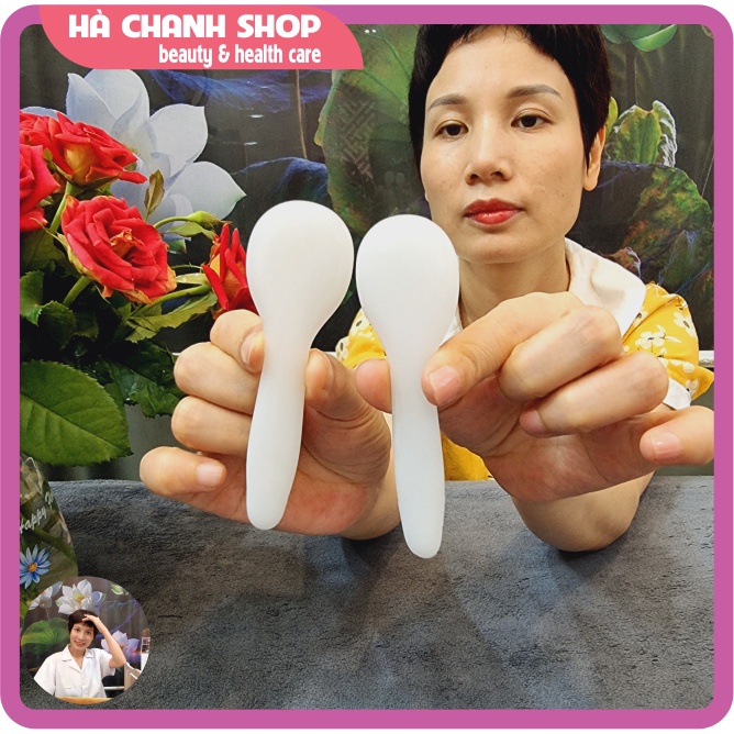 Miếng Cạo Massage Hình Thìa Bằng Đá Trắng Đẹp Ấn Huyệt Mặt Mắt Dụng Cụ Spa Dưỡng Sinh Chăm Sóc Da Mặt