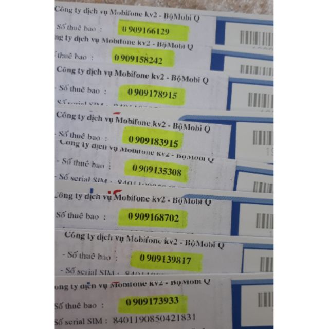 Bán 8 Sim mobi đầu 0909... 350k/sim đã đk gói C90N, 120G/30ngày