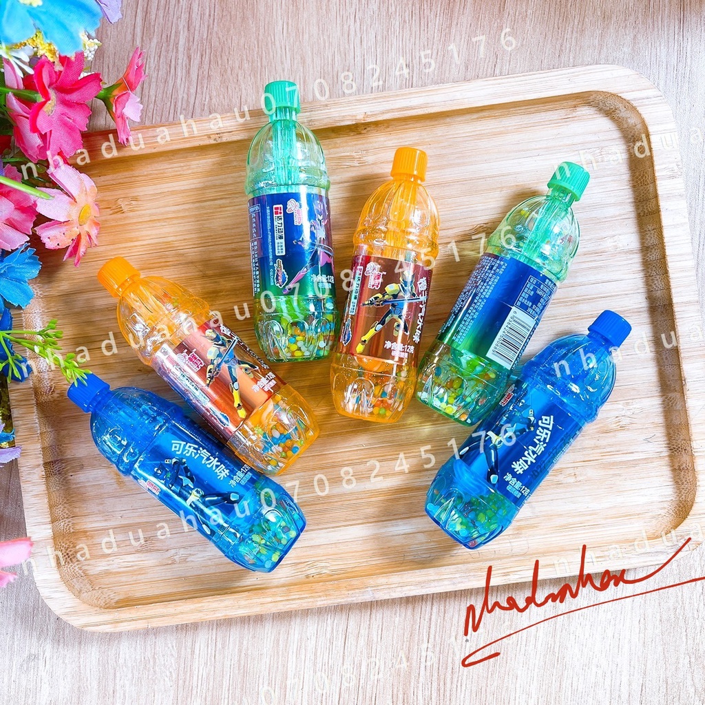 Combo 3 cây kẹo mút phủ cốm vị soda hình chai nước ngọt dễ thương Kengji Hongkong cây 12 gam
