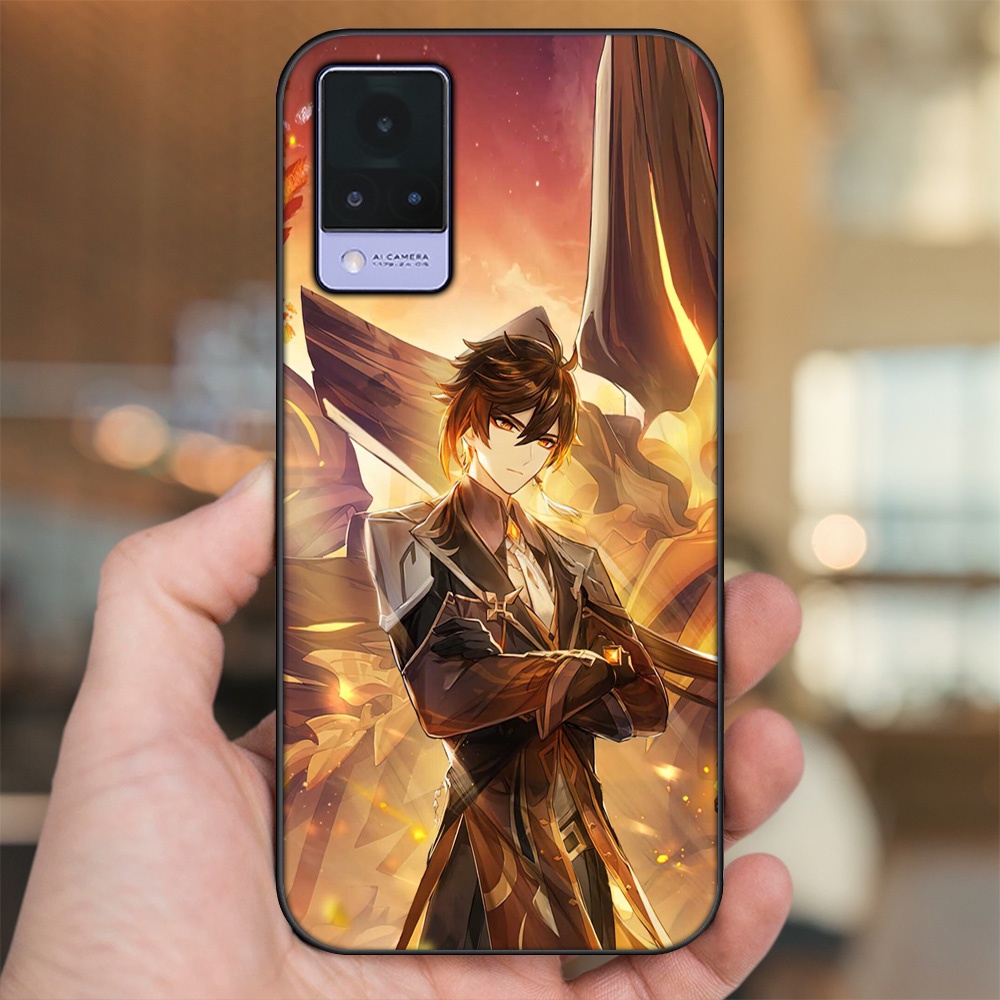 Ốp lưng Vivo V21 viền đen in hình Zhongli Genshin Impact