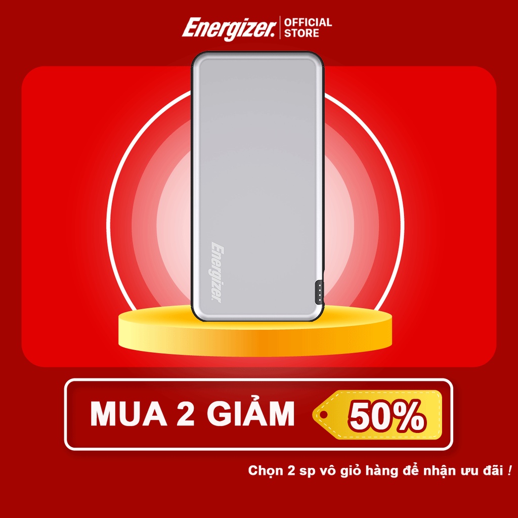 Pin dự phòng Energizer Chiến Binh II 10000mAh UE10046 - thiết kế gọn nhẹ, tích hợp 2 cổng output tiện lợi