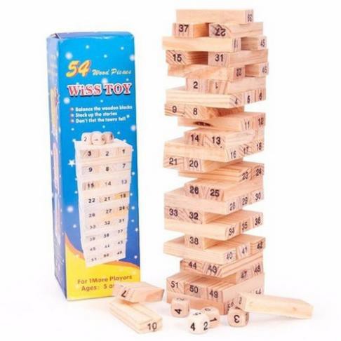 Bộ Rút Gỗ Đồ Chơi LOẠI TO  Xếp Hình Domino Montessori Rèn Luyện Trí Thông Minh (54 Thanh Cỡ Lớn)