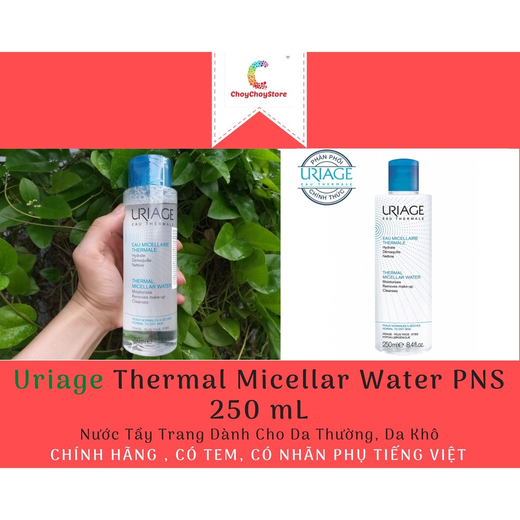[TEM CTY] Nước Tẩy Trang Uriage Thermal Micellar Water PNS 250mL (nắp xanh dương)  Dành Cho Da Thường, Da Khô