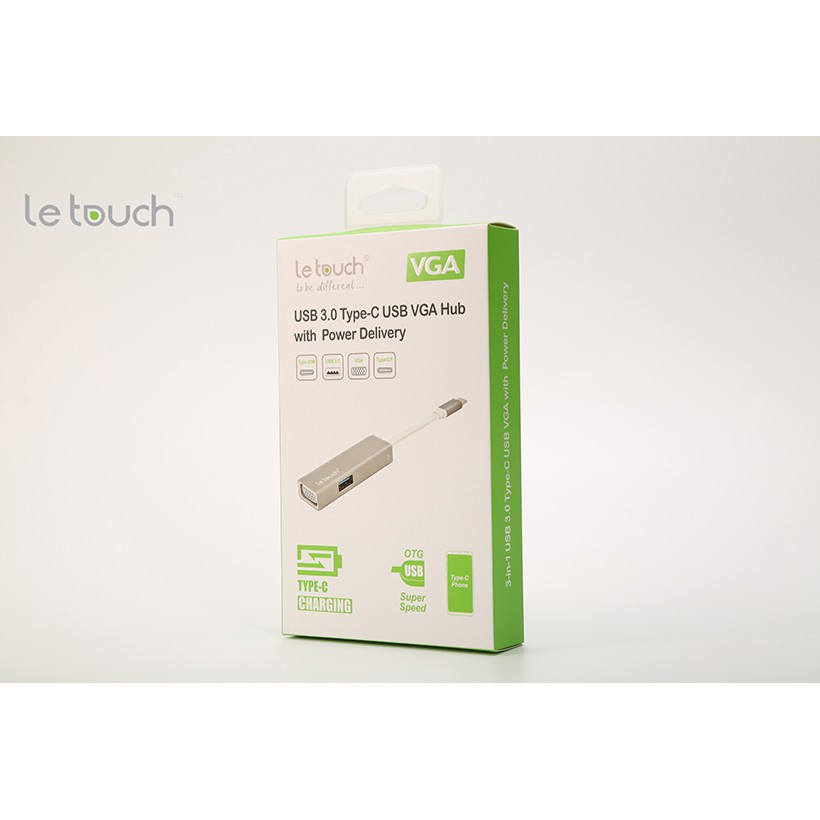 LE TOUCH USB 3.0 TYPE-C VGA Hub with Power Delivery 3IN1