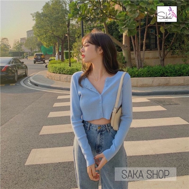 Áo croptop nữ tay dài nhiều màu dễ thương