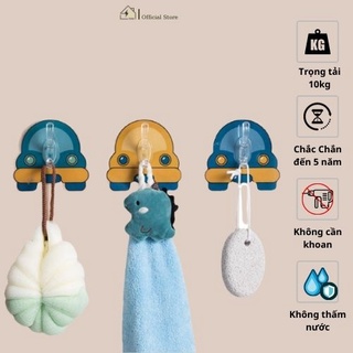 Móc dán tường treo dụng cụ nhà bếp, vệ sinh, phòng ngủ, 3 màu ngộ nghĩnh 10x10.5cn chịu lực lên đến 5kg siêu bền.