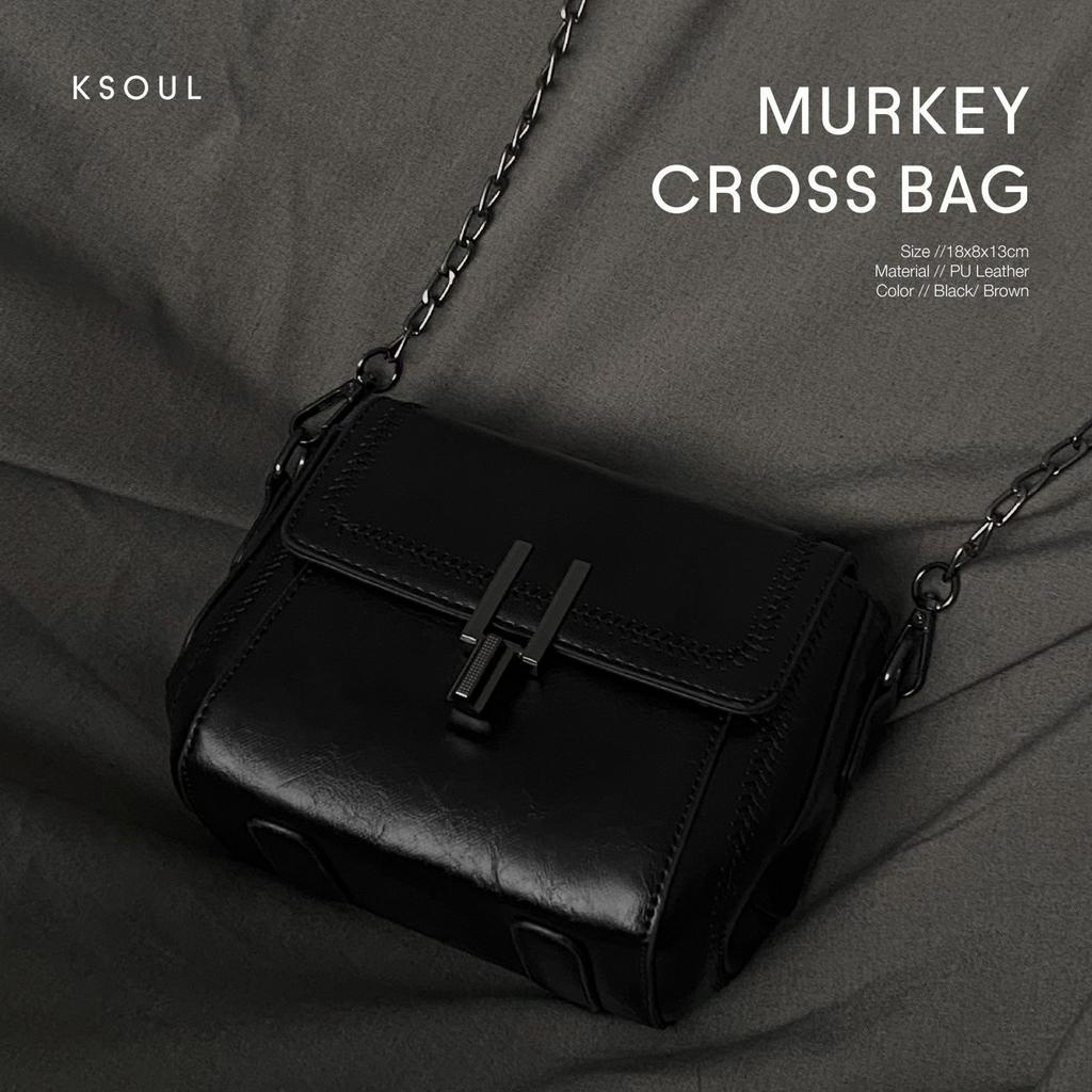 KSOUL Túi Đeo Chéo Murkey Bag Màu Đen Da PU