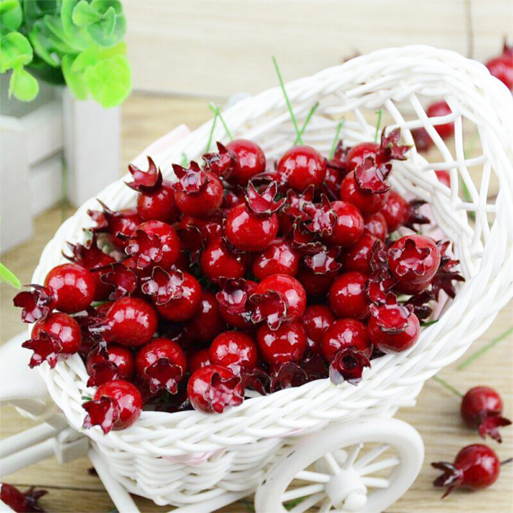 Set 20 quả lựu giả hoa đỏ nhỏ bằng nhựa để trang trí bàn ăn nhà cửa Giáng sinh đám cưới đầy màu sắc