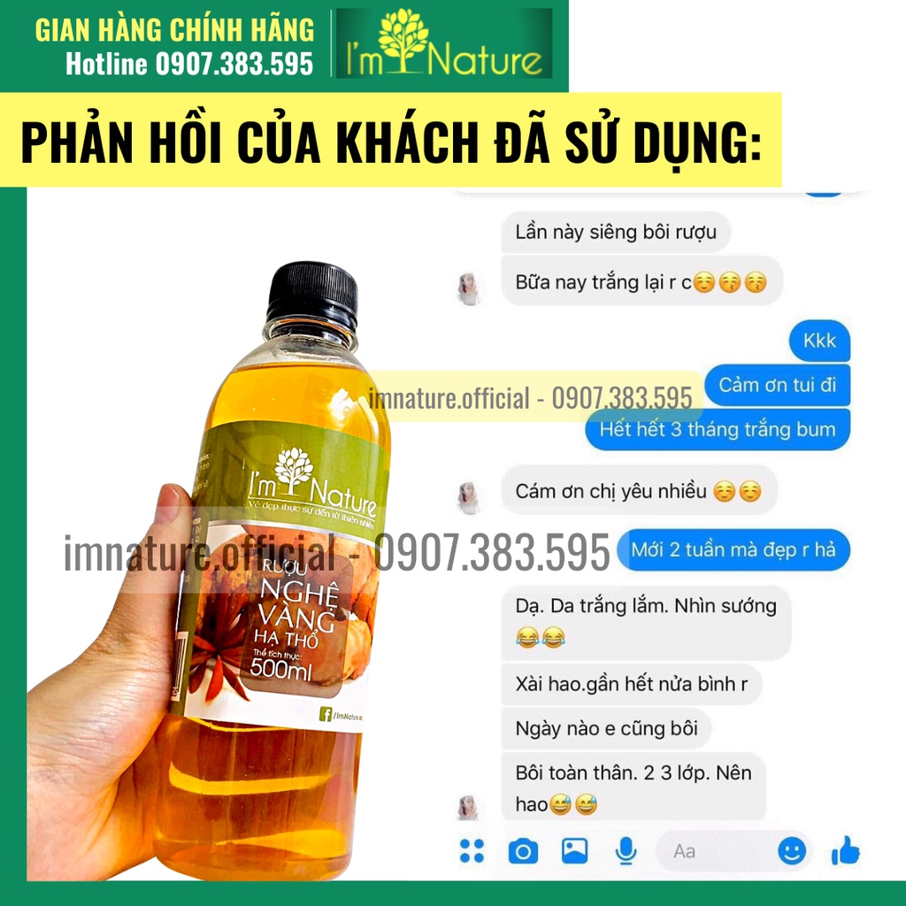 Rượu Nghệ Vàng Hạ Thổ I'm Nature Làm Mờ Thâm Rạn - Sáng Da - Se Khít Chân Lông (500ml)