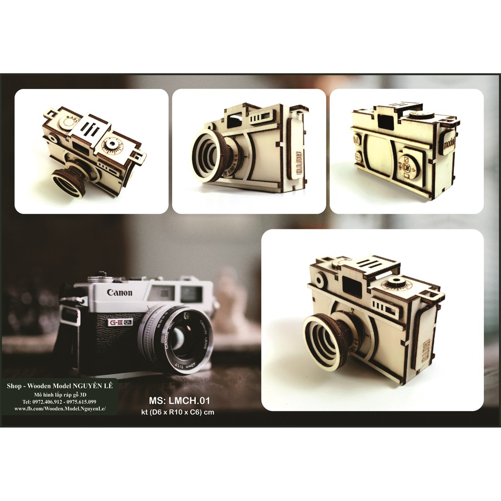 Máy chụp ảnh - Mô hình lắp ráp gỗ 3D
