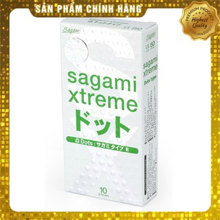 Bao cao su (Hộp 10 cái) Sagami Extreme White BCSS001- Hàng Chính Hãng - Gân gai siêu mỏng, tăng khoái cảm cho cuộc yêu