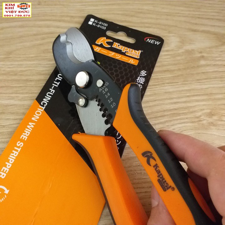 Kìm Đa Năng 3 Trong 1 Cắt Cáp-Tuốt Dây-Bấm Cos KAPUSI K-9103