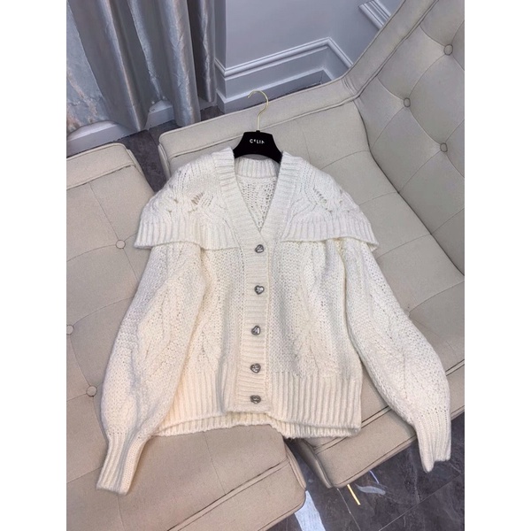 Áo khoác len cardigan thiết kế trùm tay cúc tim Ulzzang tiểu thư sang chảnh cao cấp siêu xinh ❤️