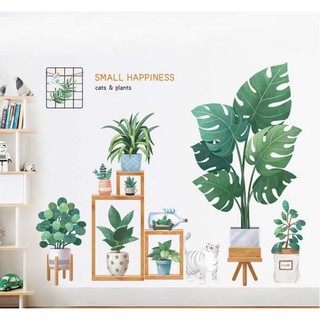 decal dán tường trang trí chậu cây B