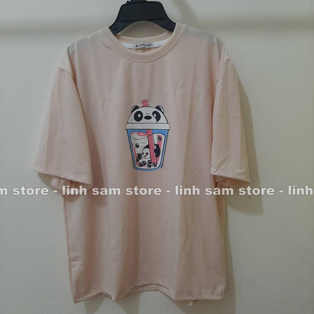 Áo thun tay lỡ freesize nữ phông form rộng Unisex mặc cặp, nhóm, lớp in ly TRÀ SỮA hình con GẤU | BigBuy360 - bigbuy360.vn