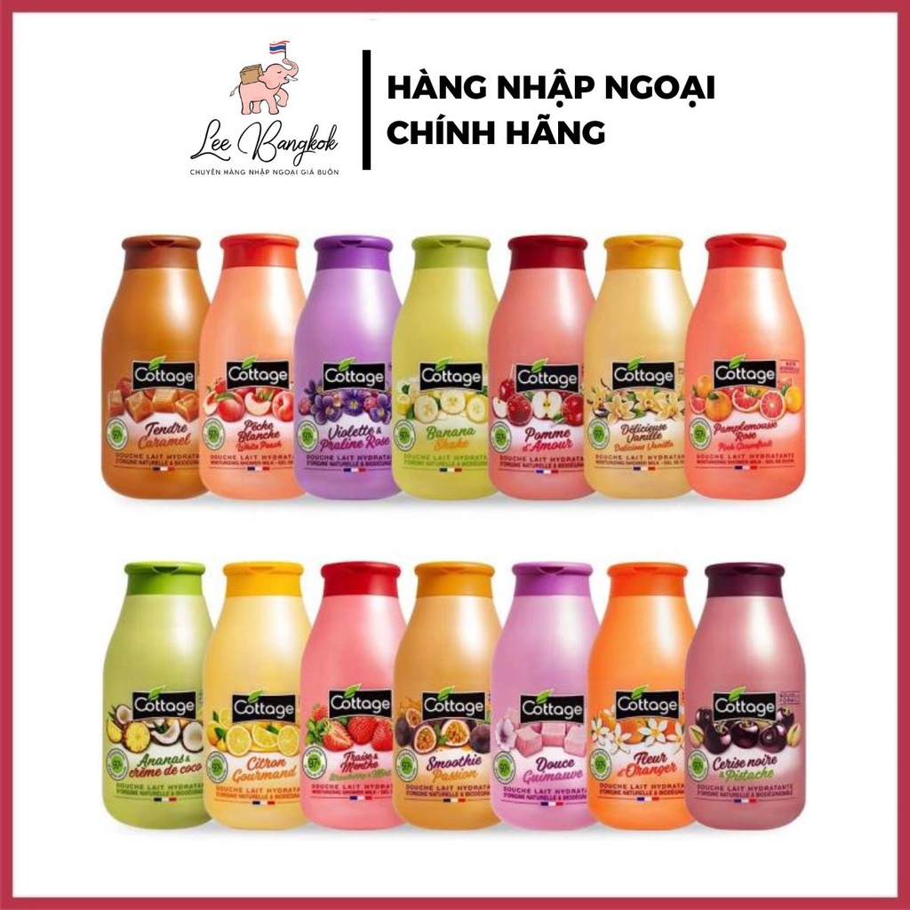 [Chính Hãng] Sữa Tắm Sáng Da, Cấp Ẩm Cottage Pháp 250ml Nhiều Mùi Hương Siêu Thơm