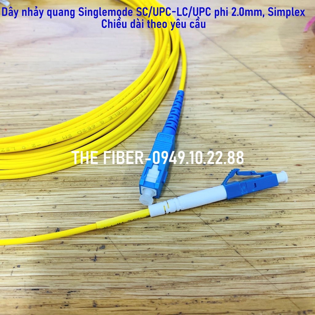 Dây nhảy quang Singlemode SC/UPC-LC/UPC phi 2.0mm, Simplex. Chiều dài theo yêu cầu