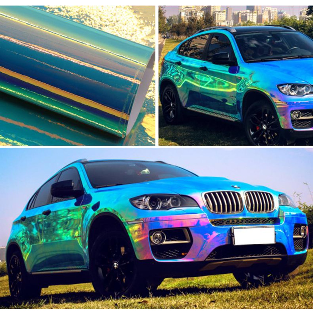 Rehoboth 10 / 30x100cm Chrome Cầu vồng Phim gương ba chiều Phim ảnh ba chiều Laser Cầu vồng Vinyl Xe máy Ô tô Ô tô Gói và Decal dán xe