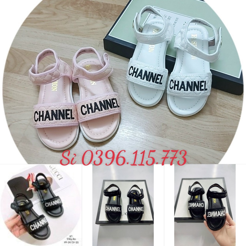 Sandal Da Mềm Thêu Chữ Hàng Đẹp_Dép Quai Hậu Chaneol_ Đế Cao Su Chống trơn trượt Nhẹ Êm