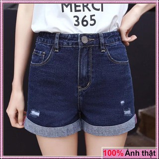 Quần shot jean nữ co giản cao cấp cào lai lật