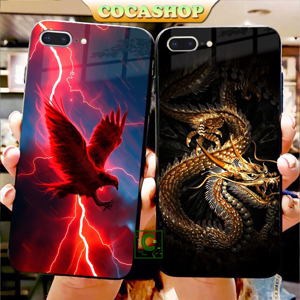 Ốp iPhone Mặt Kính Nano Dẻo - Đại Bàng Tia Sét và Rồng Vàng Cực Sang