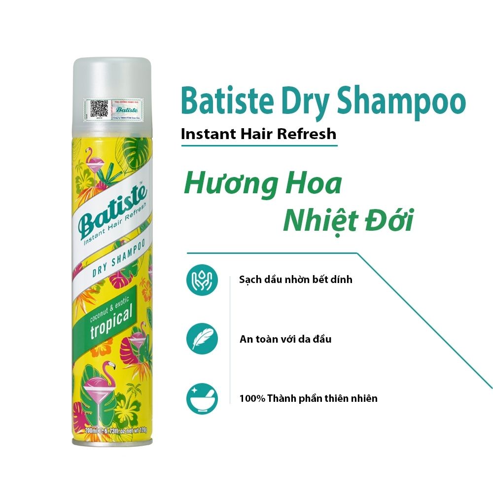 Dầu Gội Khô Batiste Dry Shampoo 200gram dưỡng tóc, làm phồng tóc - Shop Lavenic