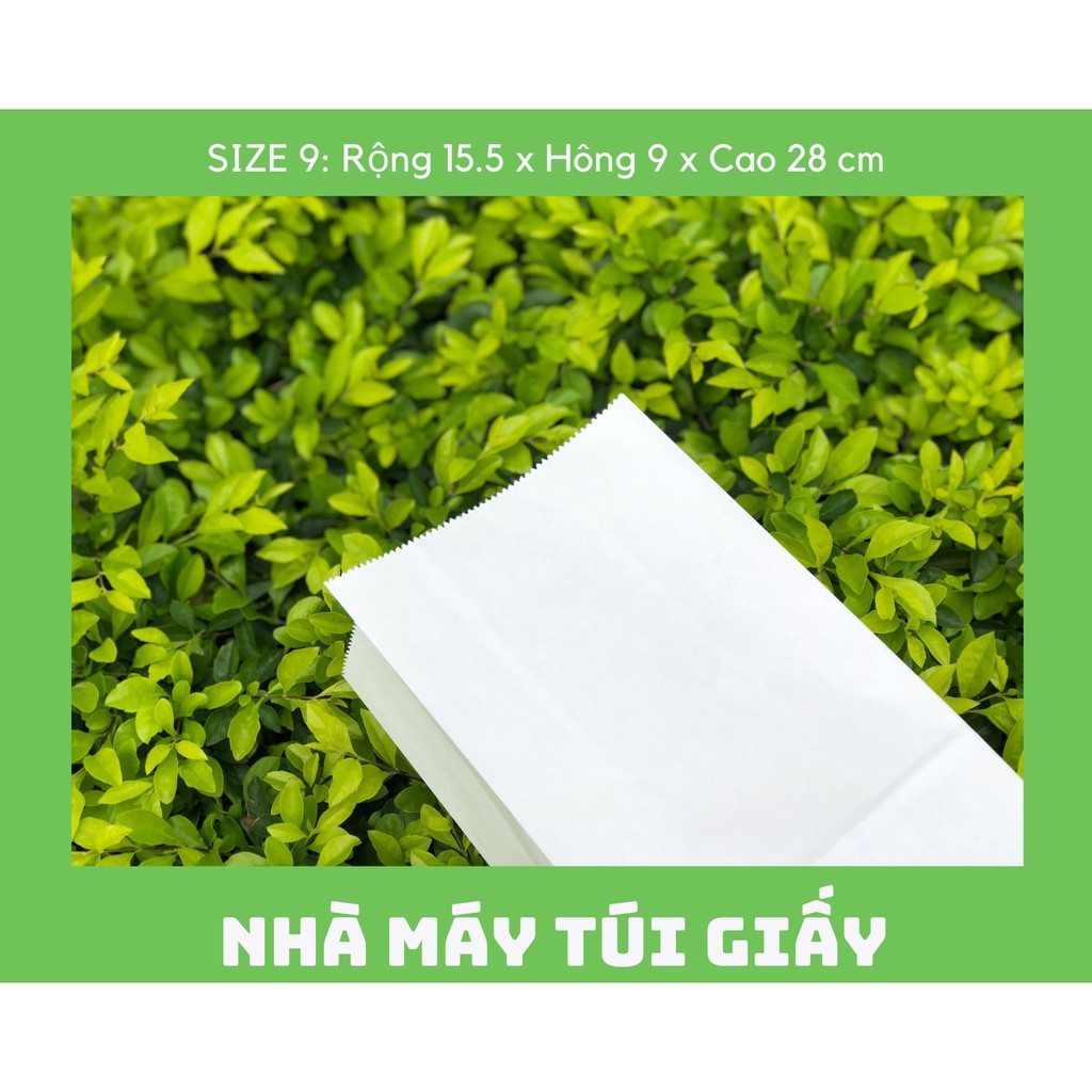 10 chiếc túi giấy kraft Nhật màu trắng Size 9 -15.5x9x28cm KHÔNG QUAI