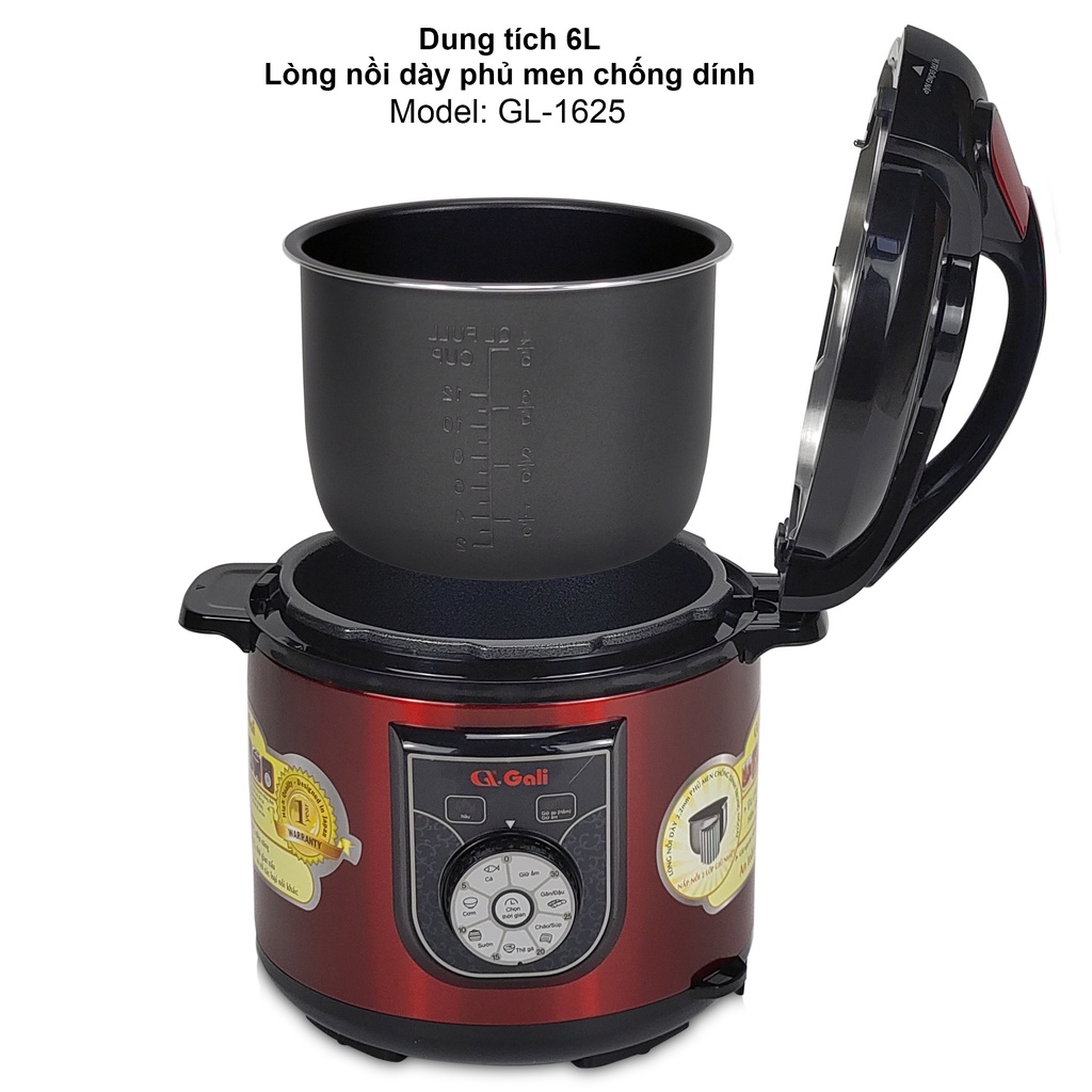 Nồi Áp Suất Đa Năng Gali Gl-1625 1000w 6 Lít Cao Cấp Nhập Khẩu Hàng Chính Hãng Tem CR