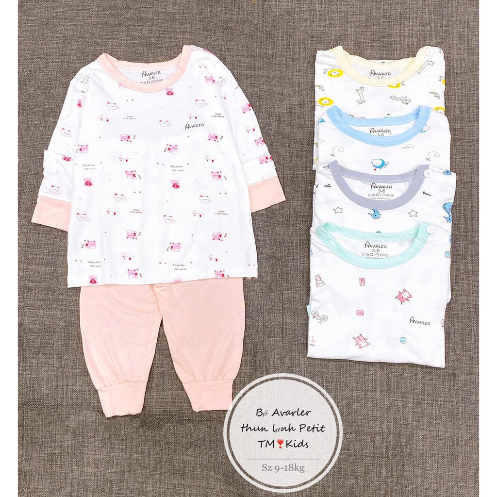 Bộ Avaler petit sợi tre dài tay co giãn 8 chiều cho bé 0-18 tháng