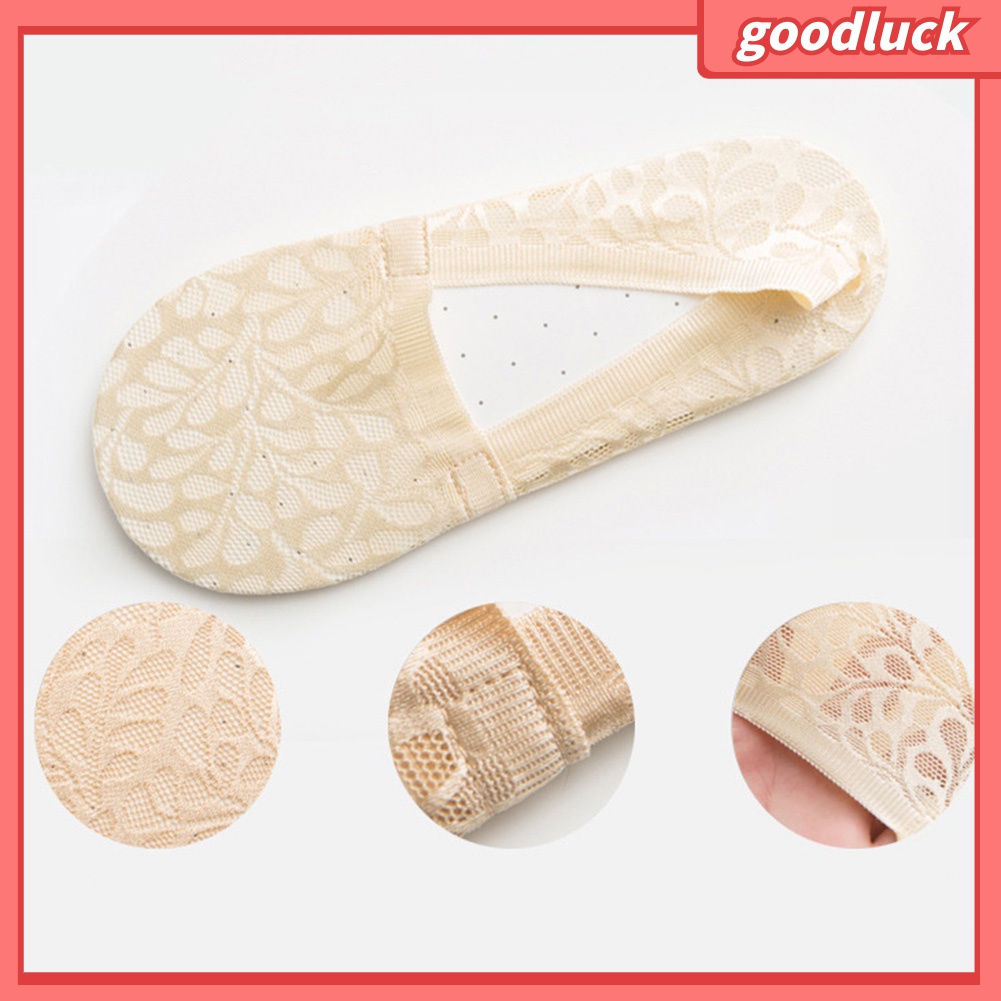 [GOLUK] Vớ Thuyền Ren Cổ Thấp Màu Trơn Chống Trượt Thời Trang Dành Cho Nữ