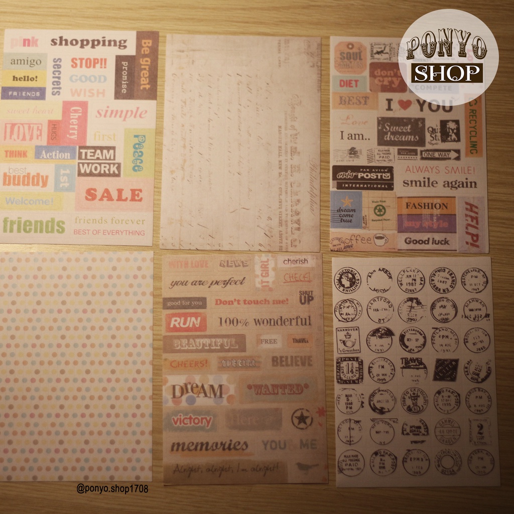 Bộ 6 sticker Message trang trí Handmade