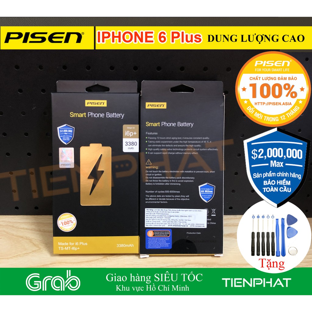 Pin iPhone 6 Plus - Dung Lượng Cao 3380 mAh - Chính hãng Pisen