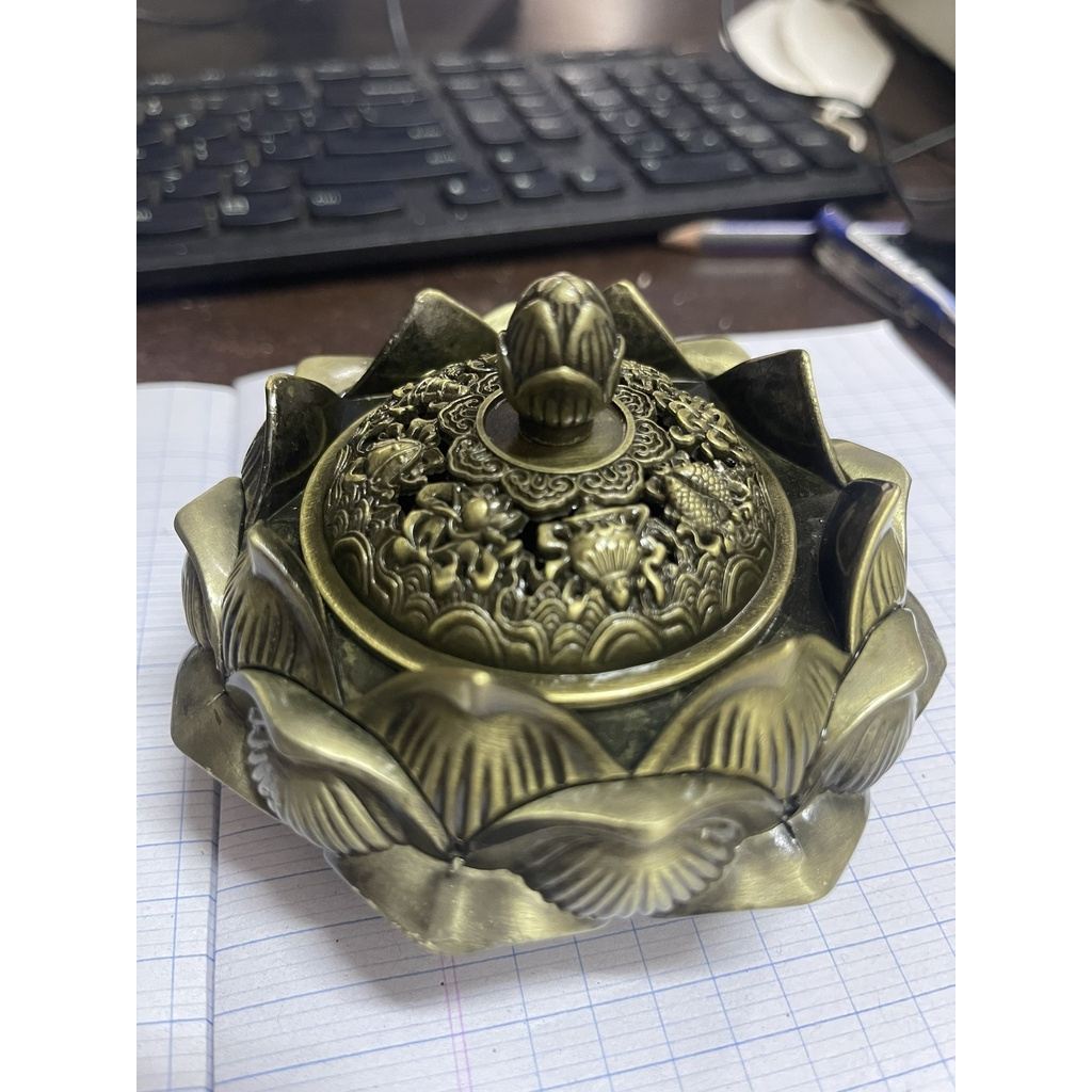 Lư hương đồng hình bát sen xông trầm- Nhơn Phát