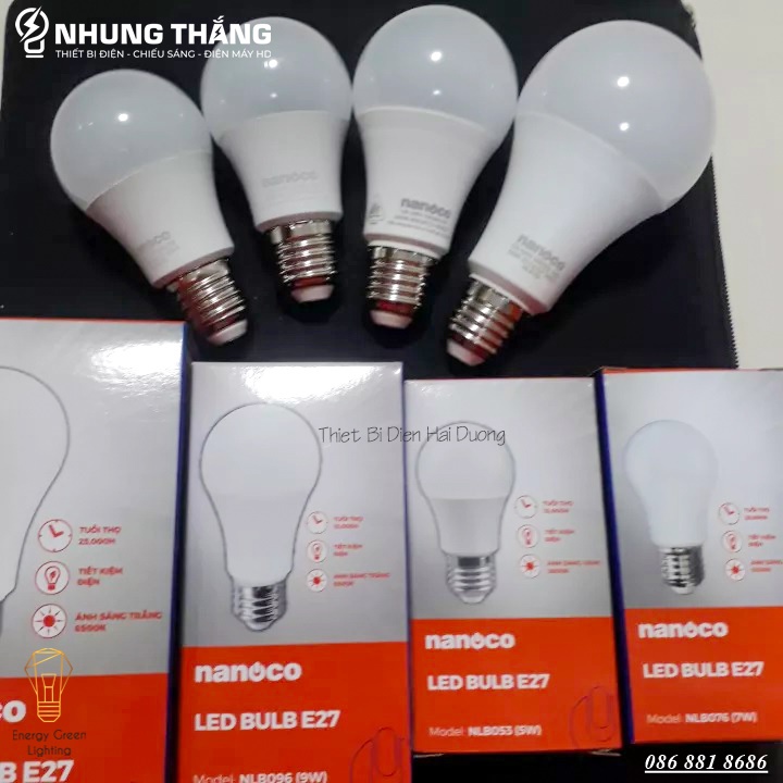 Bóng Đèn Led Bulb Nanoco Công Suất 3w-5w-7w-9w-11w-14w - Ánh Sáng Trắng - Bảo Hành 1 Năm