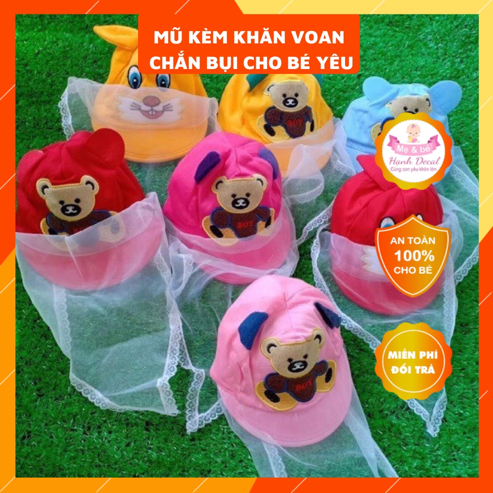 Mũ kèm khăn Voan che gió cho bé