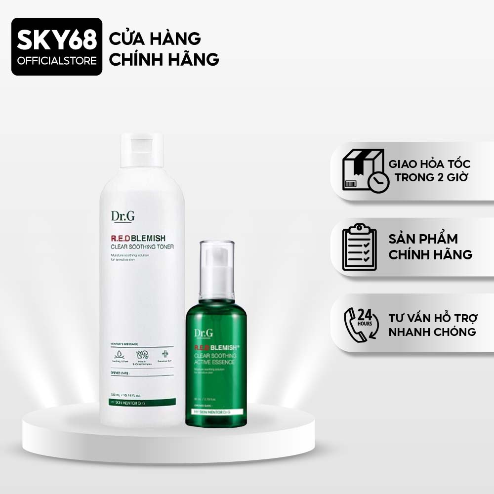 Combo 2 Sản Phẩm Se Khít Lỗ Chân Lông,Tái Tạo Da Dr.G (Toner 300ml, Tinh Chất 80ml)