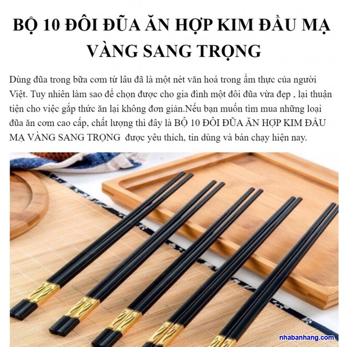 Đũa hợp kim bộ 10 đôi cao cấp cho gia đình GDHK524