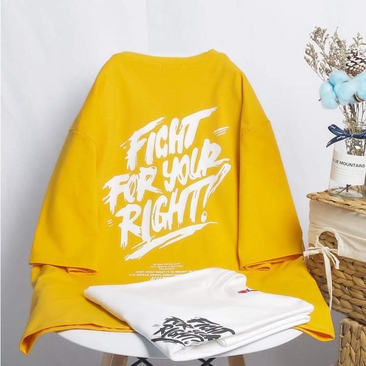 Áo thun Nam, nữ, Form rộng, tay lỡ, thân dài có 4 màu Đen, Trắng, Đỏ, Vàng thời trang Unisex dành cho giới trẻ