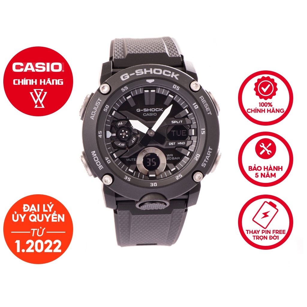 Đồng Hồ Điện Tử Nam Casio G-Shock WATCHSTORE GA-2000S-1ADR Thiết Kế Mặt Kính Khoáng 49mm, Vỏ Carbon Và Dây Nhựa Bền Bỉ