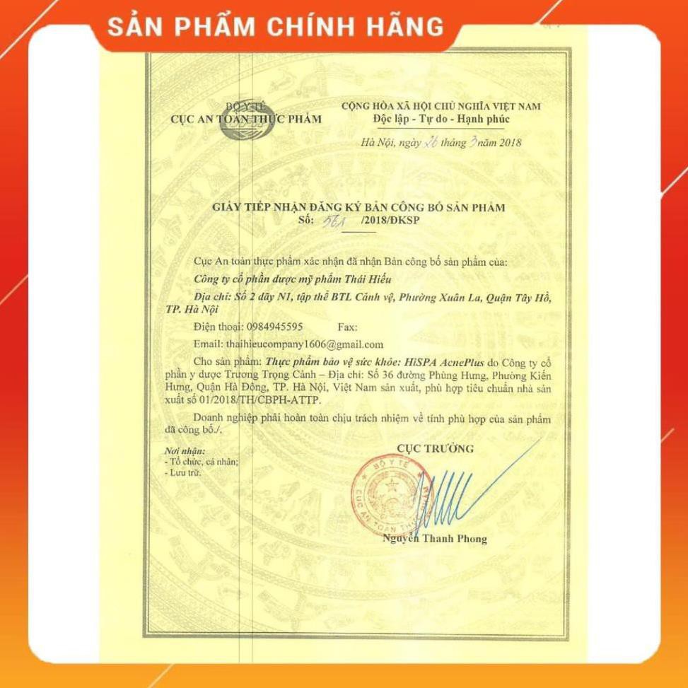 Viên uống hỗ trợ Trị mụn đầu đen, mụn bọc, nám dứt điểm tận gốc làm đẹp sáng da từ bên trong giúp thải độc HiSPA AcnePl