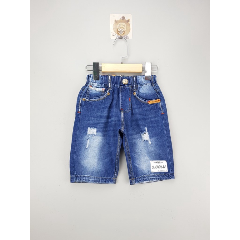 XJ0090-A1 - Quần Jean lửng bé rách gối , màu xanh đen , hiệu SonKids , size nhỡ 11t-18t , Ri8 - Hàng Made In Vietnam