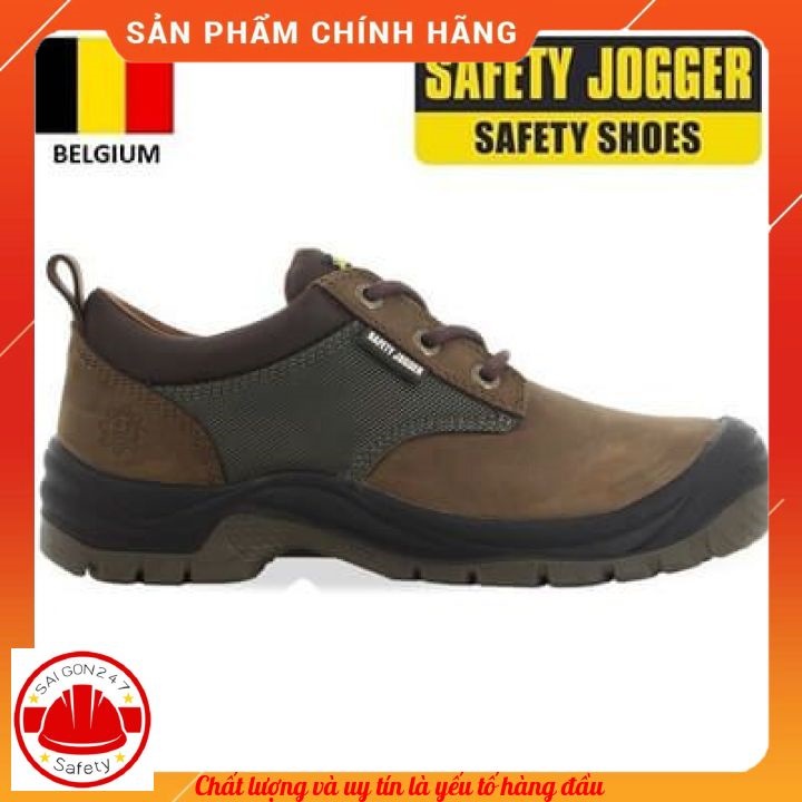 Giày bảo hộ jogger Sahara S3 nâu, da cao cấp, siêu bền