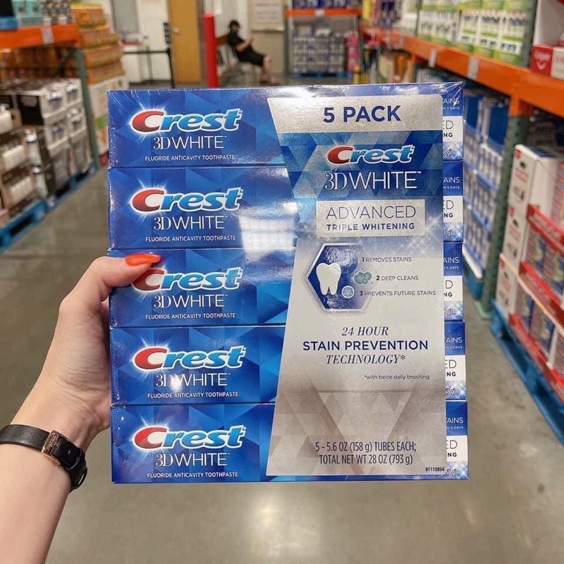 Kem đánh răng Crest white 3D tuýp lớn 168gr