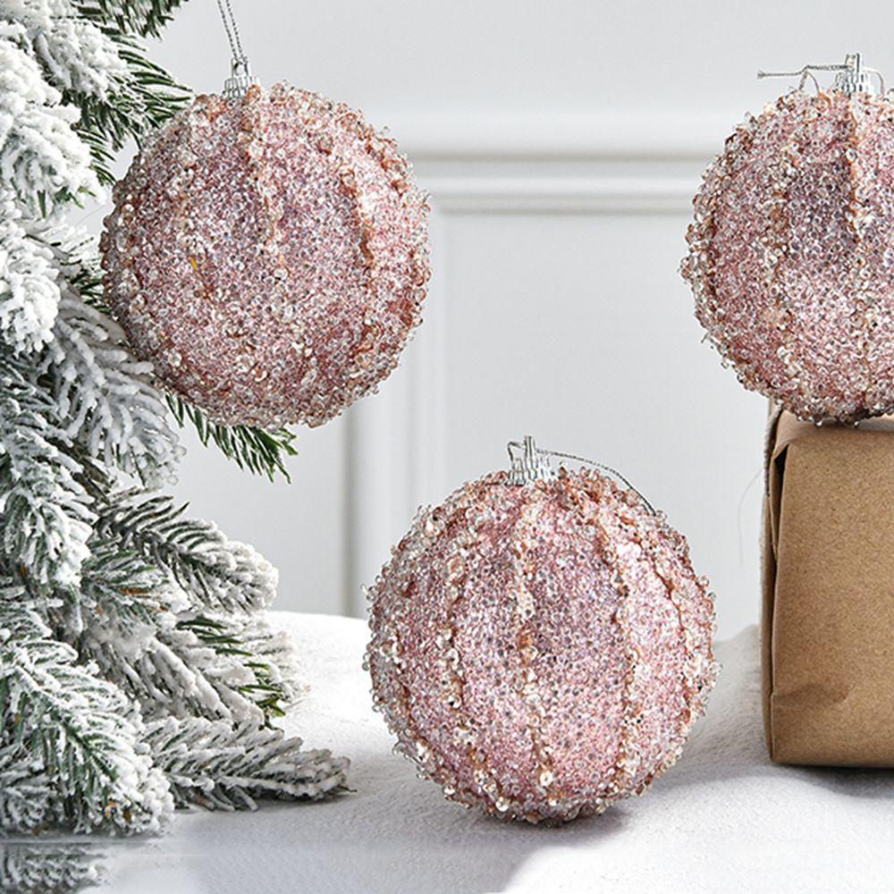 Trái Châu 8cm Đính Kim Sa Nhiều Màu Trang Trí Cây Thông Giáng Sinh