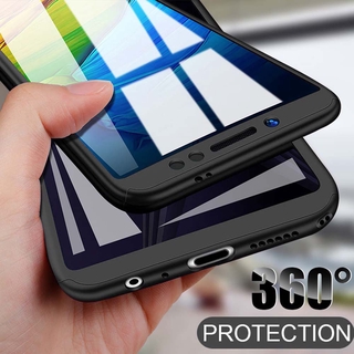 Ốp lưng Samsung Galaxy J6 2018 J4 Plus J4 A7 A9 2018 A6 Plus 2018 360 Body Full Protective Luxury Shockproof Case +Tempered Glass Hard Slim Cover chống sốc 2 mặt (có kính cường lực)
