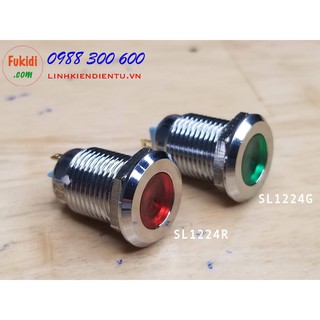 Đèn LED báo nguồn, báo tín hiệu vỏ kim loại, phi 12mm, điện áp 24V SL1224R