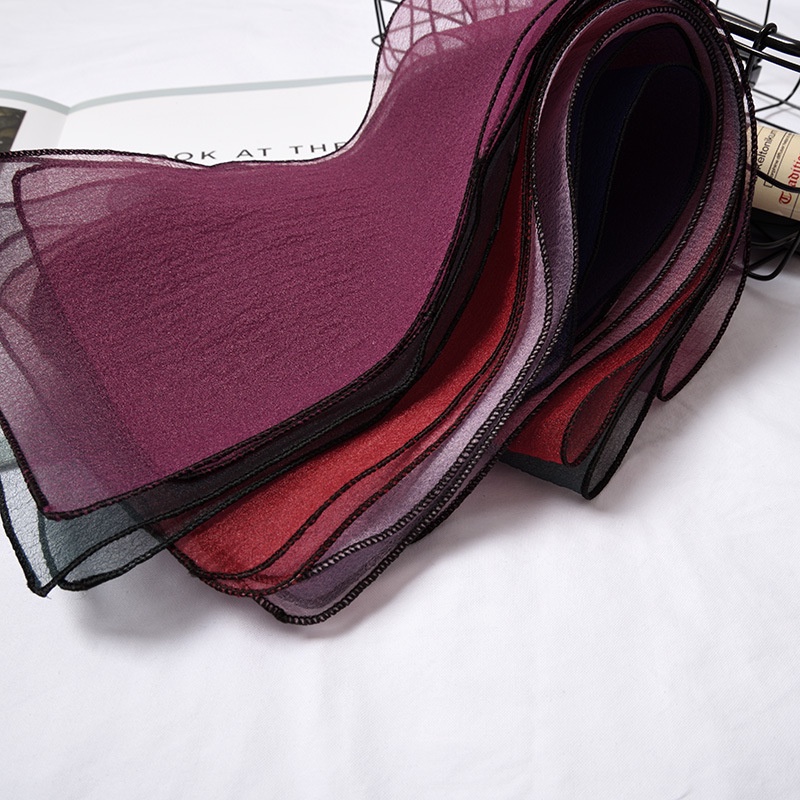 Khăn Choàng Cổ Vải Lụa Organza Mỏng Dáng Ngắn Kẻ Sọc Nhẹ Dễ Phối Đồ