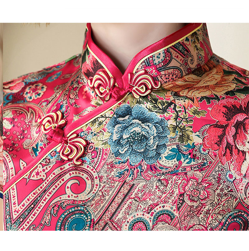 Đầm Sườn Xám Dài Bằng Lụa Mỏng Phong Cách vintage Có 8 Màu 4XL