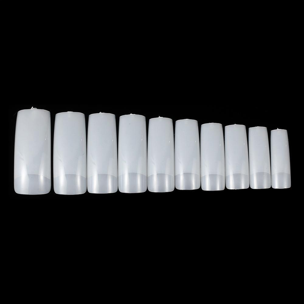 Bộ 500 Móng Tay Giả Màu Trắng / Nửa / Trong Suốt Phong Cách Pháp Tự Nhiên